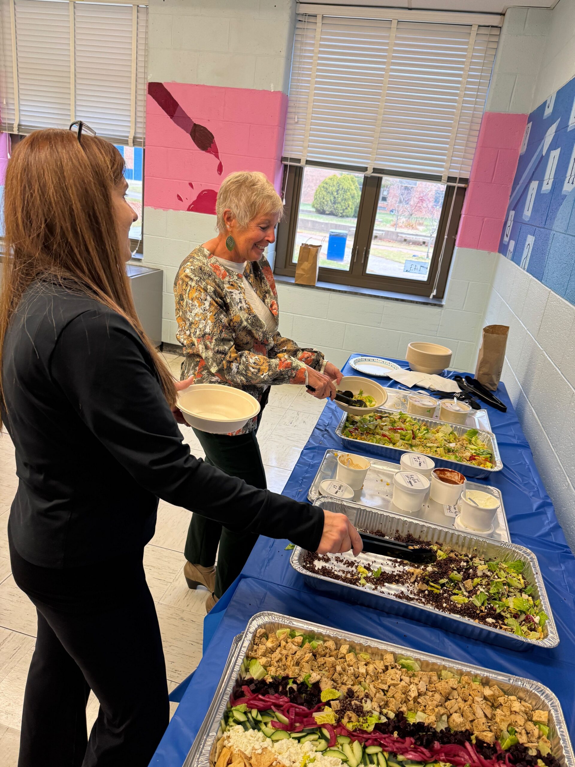 A Bango catering spread laid out for a faculty lunch.
